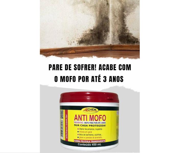 Imagem de Anti Mofo Preventivo - MOFO FREE POR ATÉ 3 ANOS 450ml - ALLCHEM 5174 Fungos Bactérias Bolores