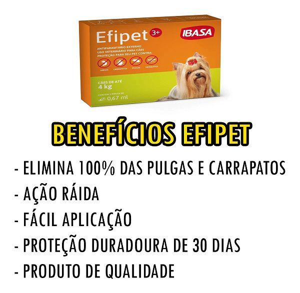 Imagem de Anti Pulgas Efipet 3+ Pipeta 0,67ml Para Cães De Até 4Kg