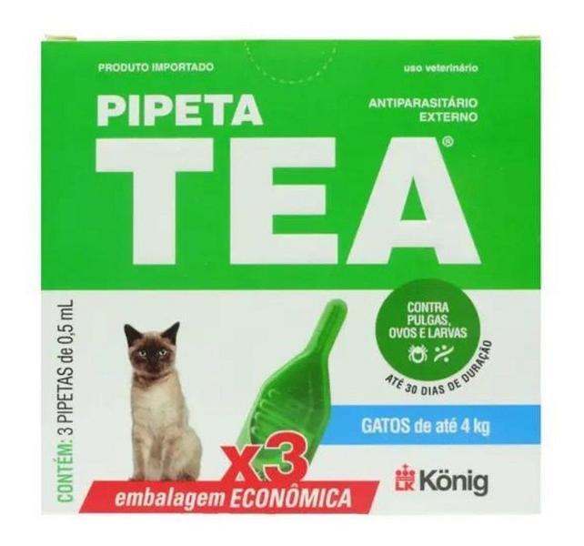 Imagem de Anti Pulgas Pipeta Tea Para Gatos Até 4kg kit com 3 UN