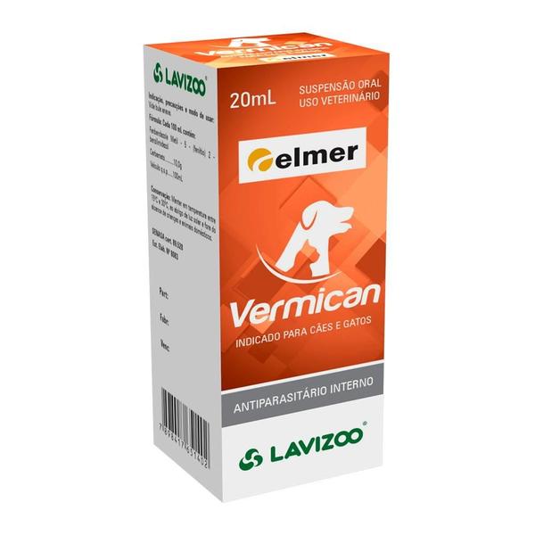 Imagem de Antiparasitário Interno Elmer Vermican para Cães e Gatos - 20 mL