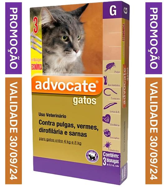 Imagem de Antipulgas Advocate Para Gatos De 4 A 8 Kg Combo 3 Pipetas