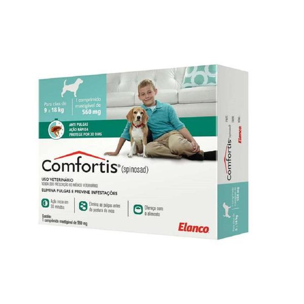 Imagem de Antipulgas Comfortis Elanco 560 mg para Cães de 9 a 18 Kg e Gatos de 5,5 a 11 Kg