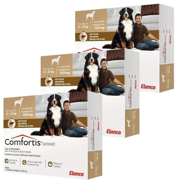 Imagem de Antipulgas Comfortis Elanco Cães 27 A 54kg - 1620mg - 3 Cps