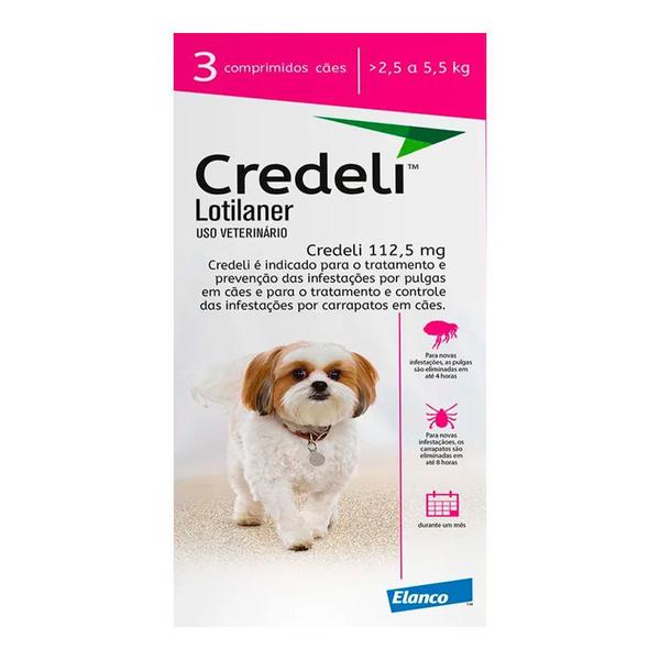 Imagem de Antipulgas Credeli Tab 112,5mg com 3 Comp Cães 2,5 a 5,5kg