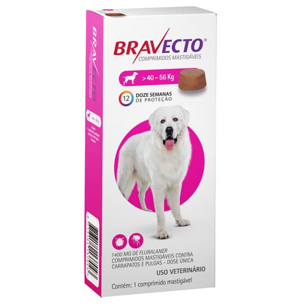 Imagem de Antipulgas e Carrapatos Bravecto 40 a 56 Kg 1400 mg + Garrafa