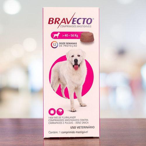 Imagem de Antipulgas e Carrapatos Bravecto 40 A 56 Kg 1400mg Kit com 3