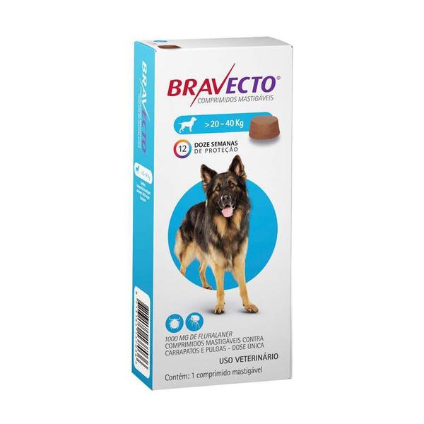 Imagem de Antipulgas e Carrapatos Bravecto para Cães de 20Kg a 40Kg - 1 Unidade