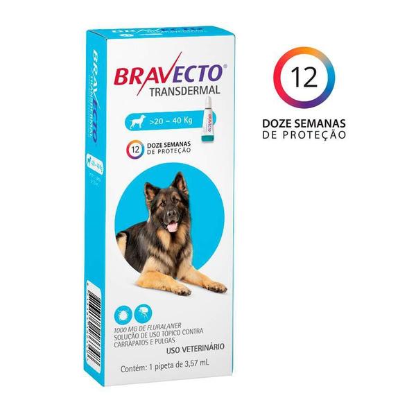 Imagem de Antipulgas e Carrapatos Bravecto Transdermal MSD para Cães 20 a 40kg - 1 Unidade