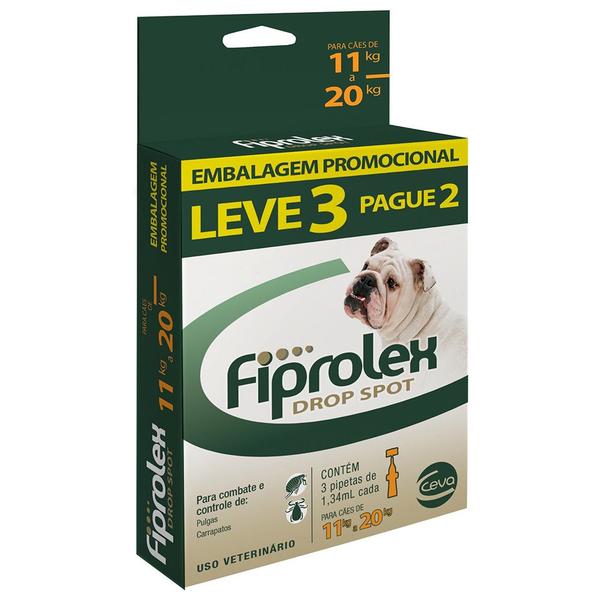 Imagem de Antipulgas e Carrapatos Fiprolex Ceva Cães 11 a 20 Kg - 3 un