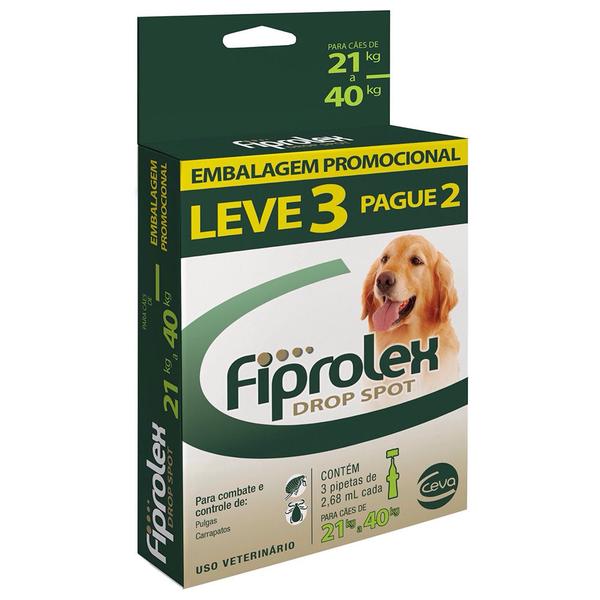 Imagem de Antipulgas e Carrapatos Fiprolex Ceva Cães 21 a 40 Kg - 3 un