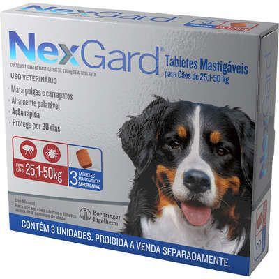 Imagem de Antipulgas e Carrapatos NexGard 136mg Para Cães de 25,1 a 50Kg 3 Tabletes