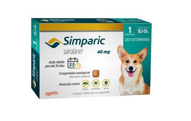 Imagem de Antipulgas e Carrapatos Simparic 40mg Cães 10,1 A 20kg C/1 Comprimido