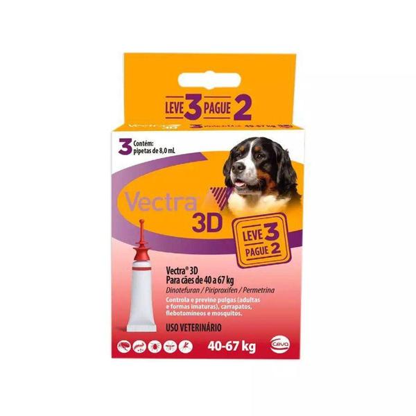 Imagem de Antipulgas e Carrapatos Vectra 3D 8mL para Cães de 40 a 67Kg Leve 3 Pague - Ceva