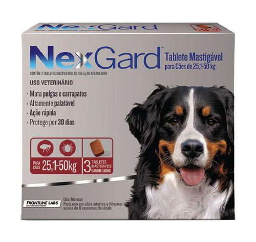 Imagem de Antipulgas Nexgard Cães 25,1 a 50kg Merial 3 Tabletes