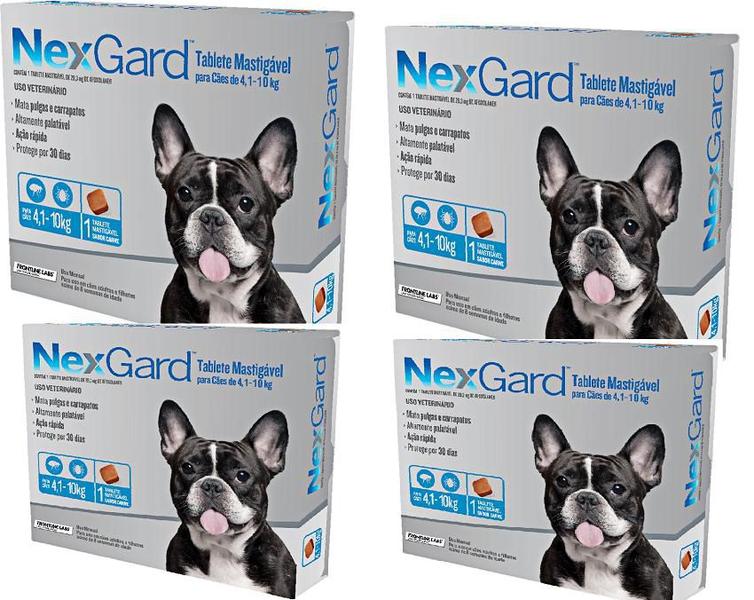 Imagem de Antipulgas Nexgard Cães 4,1 A 10kg 1 Tablete Kit C/4