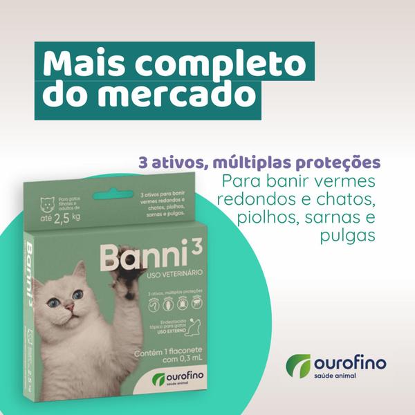 Imagem de Antipulgas Ourofino Banni 3 para Gatos até 2,5Kg