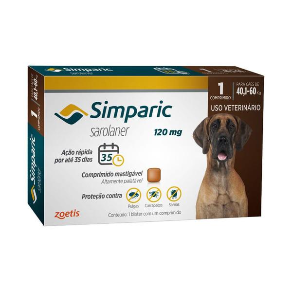 Imagem de Antipulgas Simparic 120mg Cães de 40,1 a 60kg 1 Comprimido