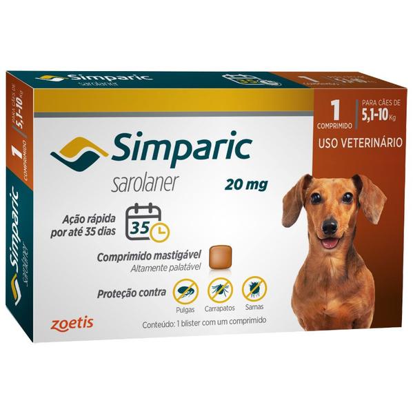 Imagem de Antipulgas Simparic, 20 mg para cães 5,1 a 10 kg