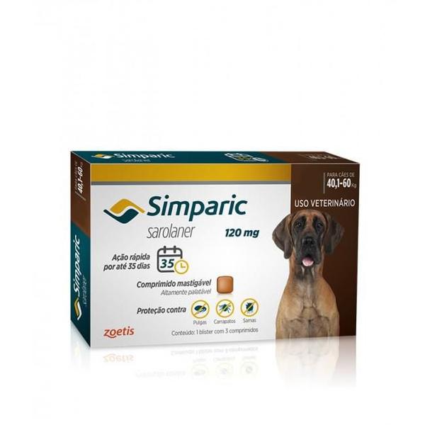 Imagem de Antipulgas Simparic 40,1 a 60 kg 120 mg - Caixa 3 comprimidos