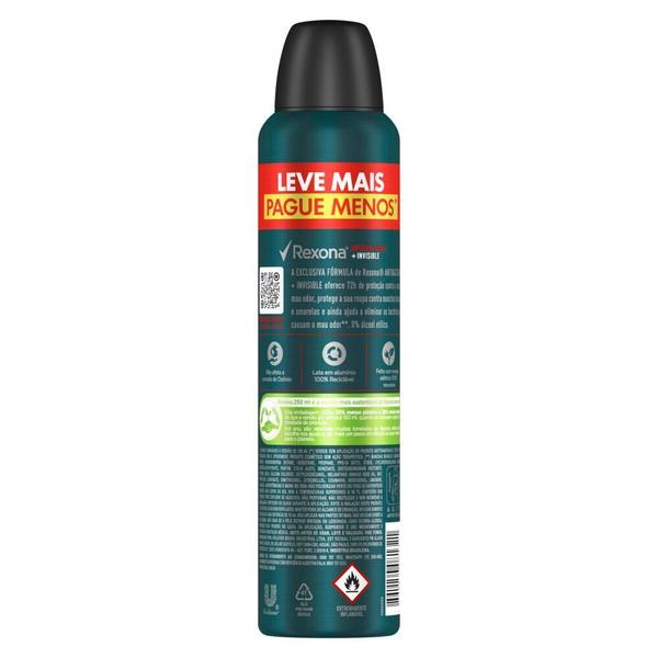 Imagem de Antitranspirante Aerosol Rexona Men Antibacterial+Invisible 250 ml