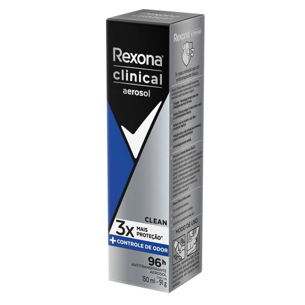 Imagem de Antitranspirante Aerossol Rexona Men Clinical Clean 150ml