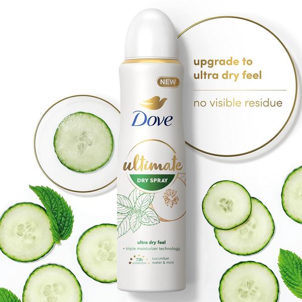 Imagem de Antitranspirante Dove Ultimate Dry Spray, água de pepino, 110 ml, 2 unidades