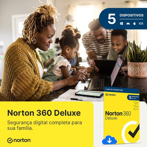 Imagem de Antivírus Norton 360 Deluxe - 5 Dispositivos 12 Meses ESD - 21405567