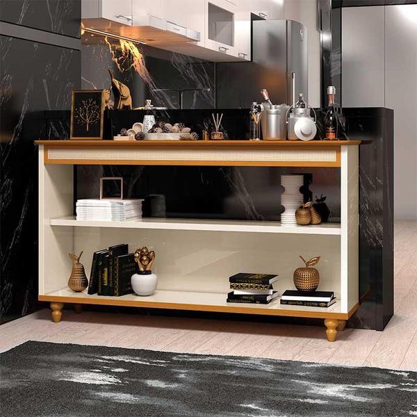 Aparador 137cm Sala com Rathan Memphis Off White/Cedro - EDN Imagem de Aparador 137cm Sala com Rathan Memphis Off White/Cedro