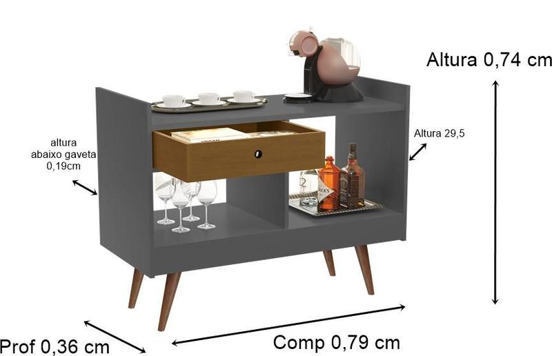 Imagem de Aparador 2 Ambientes Decore 4064 Pés Palito Cores - JM Casa dos Moveis