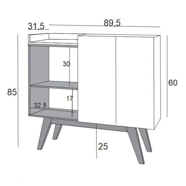 Imagem de Aparador 2 Portas 1 Prateleira Ébano Estilare