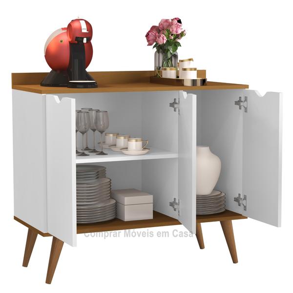 Imagem de Aparador 3 Portas Buffet 4400 Pés Palito Branco / Nature - Comprar Moveis em casa