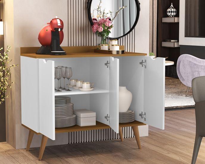 Imagem de Aparador 3 Portas Buffet 4400 Pés Palito Branco / Nature - Comprar Moveis em casa