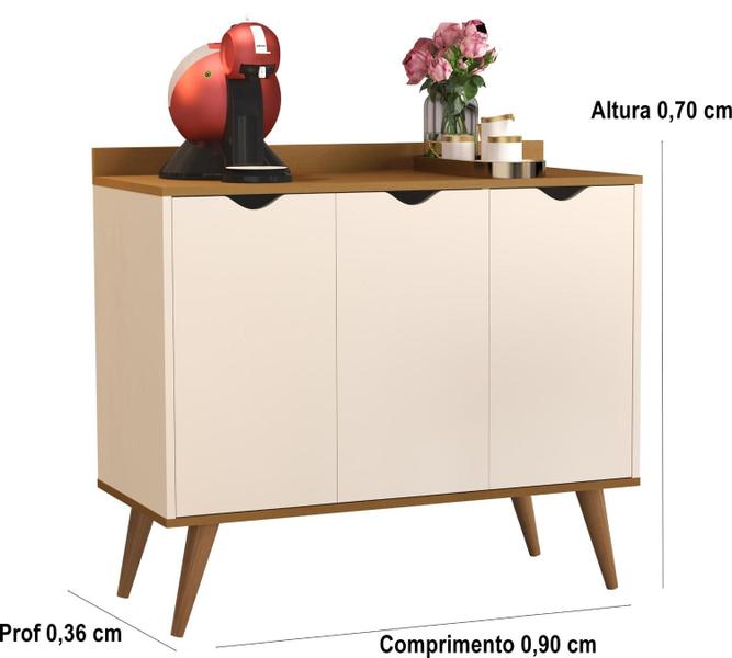 Imagem de Aparador 3 Portas Buffet 4400 Pés Palito Perola / Nature - Comprar Moveis em casa