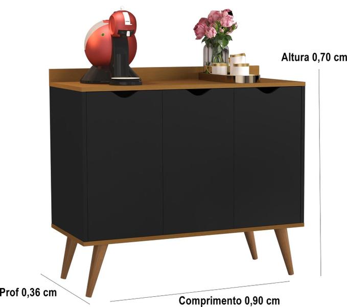 Imagem de Aparador 3 Portas Buffet 4400 Pés Palito Preto / Nature - Comprar Moveis em casa