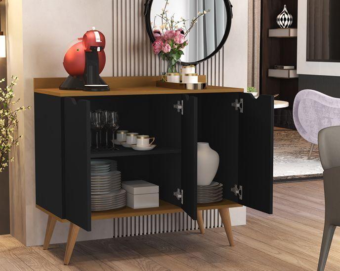 Imagem de Aparador 3 Portas Buffet 4400 Pés Palito Preto / Nature - Comprar Moveis em casa