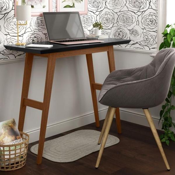 Aparador 9040 Hall sala 90cm tampo MDF 30 pés madeira Preto/Amadeirado OFERTAMO Imagem de Aparador 9040 Hall sala 90cm tampo MDF 30 pés madeira Preto/Amadeirado OFERTAMO