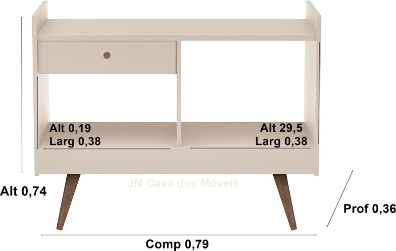 Imagem de Aparador Adega Bar Pés Palito Estilo Retrô Eduardo cor Perola - Jm Casa dos Moveis