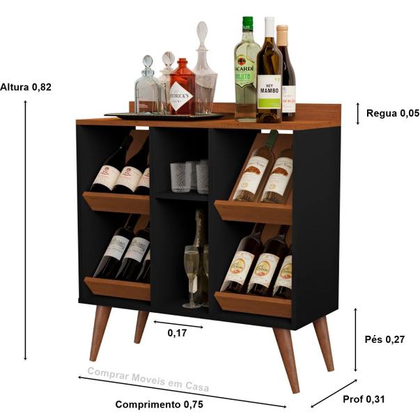 Imagem de Aparador Adega Bar Prateleiras 4646 Plus Pés Palito - Cores - Comprar Moveis para sua Casa