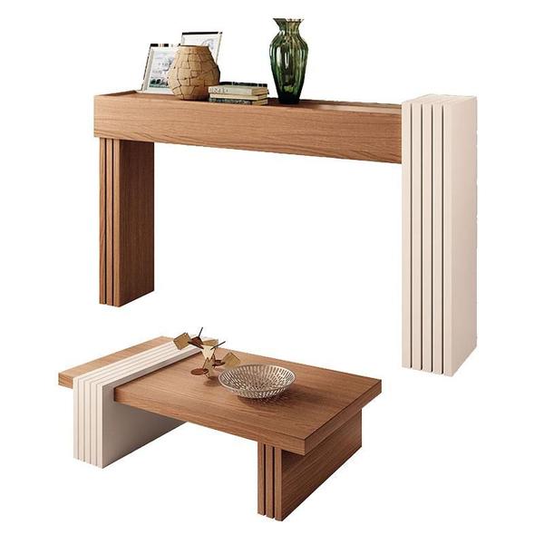 Aparador Astro e Mesa de Centro Luna Nature Off White HB Móveis - HB Moveis Imagem de Aparador Astro e Mesa de Centro Luna Nature Off White HB Móveis