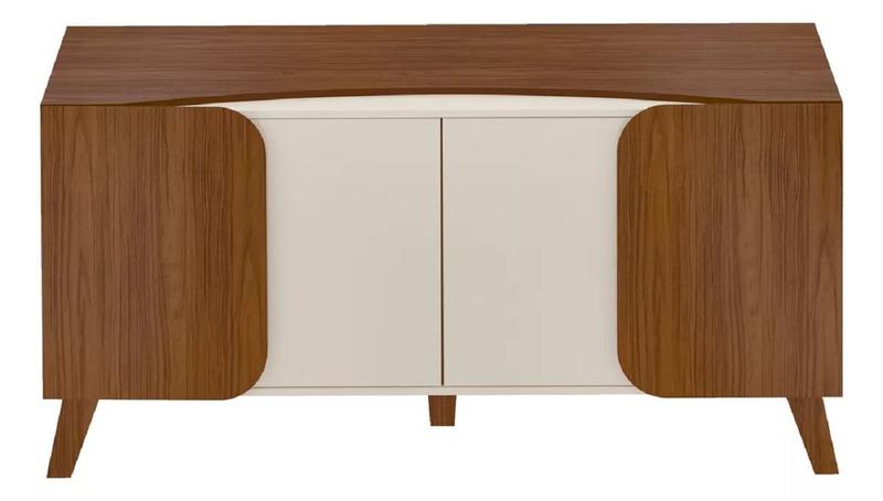 Imagem de Aparador Balcão Armário Buffet Com 4 Portas Elegance  Cedro  Off White - Móveis Leartam