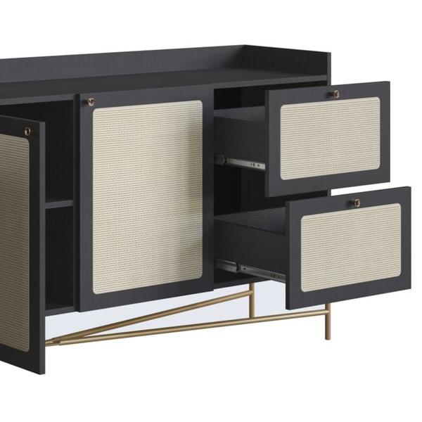 Imagem de Aparador Balcao Buffet 183 Cm Pes Metal 28935 Oslo Nero Artesano