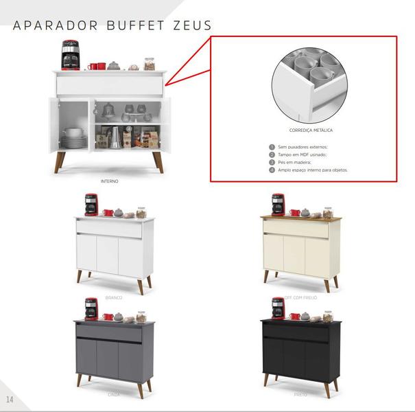 Imagem de Aparador Barzinho Buffet Retro Zeus 3 Portas Pes Palito EJ