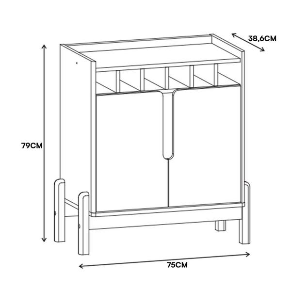 Imagem de Aparador Barzinho Lizz com Adega 2 Portas - Casa D