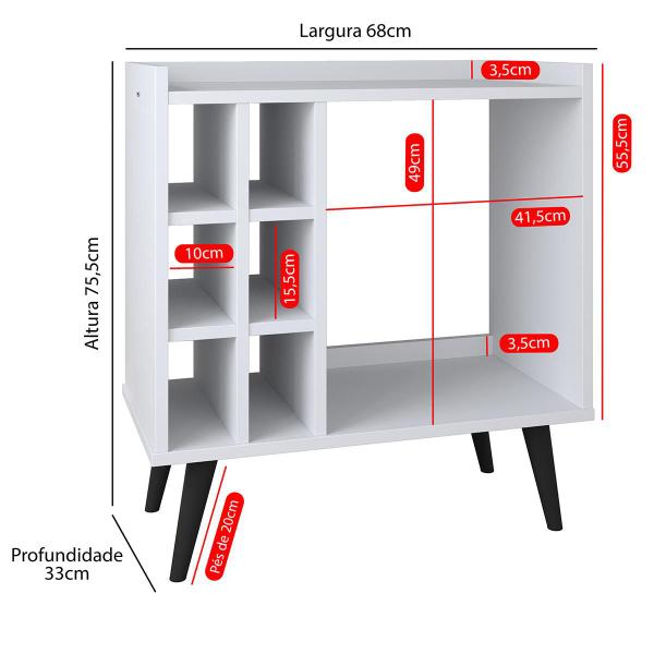 Imagem de Aparador Barzinho Retrô com Adega 6 Garrafas Cantinho Café Decoração Sala Estar Jantar Escritório Hall Cozinha Pequena Luxo - Baden - RPM
