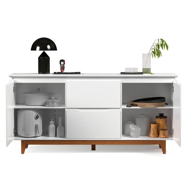 Aparador Buffet 2 Portas 2 Gavetas Branco Freijó Flex Fausto Shop JM - E.J Imagem de Aparador Buffet 2 Portas 2 Gavetas Branco Freijó Flex Fausto Shop JM