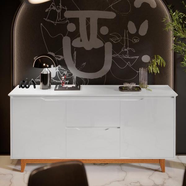 Aparador Buffet 2 Portas 2 Gavetas Branco Freijó Flex Fausto Shop JM - E.J Imagem de Aparador Buffet 2 Portas 2 Gavetas Branco Freijó Flex Fausto Shop JM