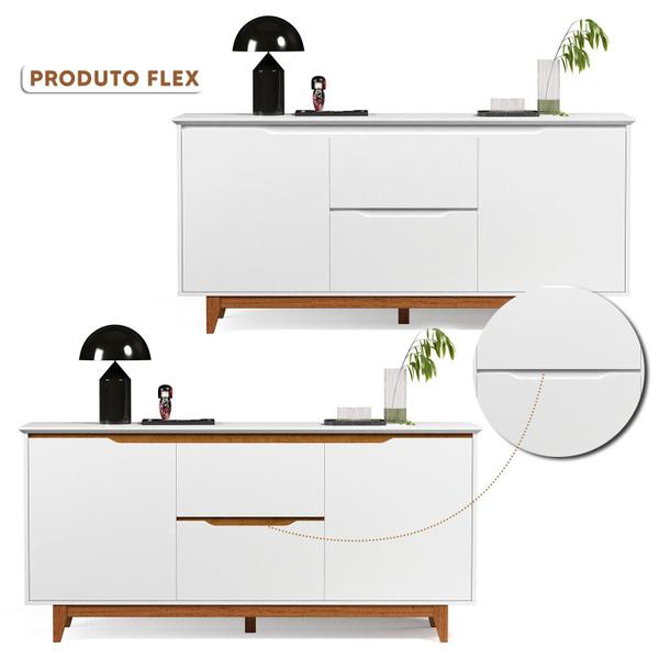 Aparador Buffet 2 Portas 2 Gavetas Branco Freijó Flex Fausto Shop JM - E.J Imagem de Aparador Buffet 2 Portas 2 Gavetas Branco Freijó Flex Fausto Shop JM
