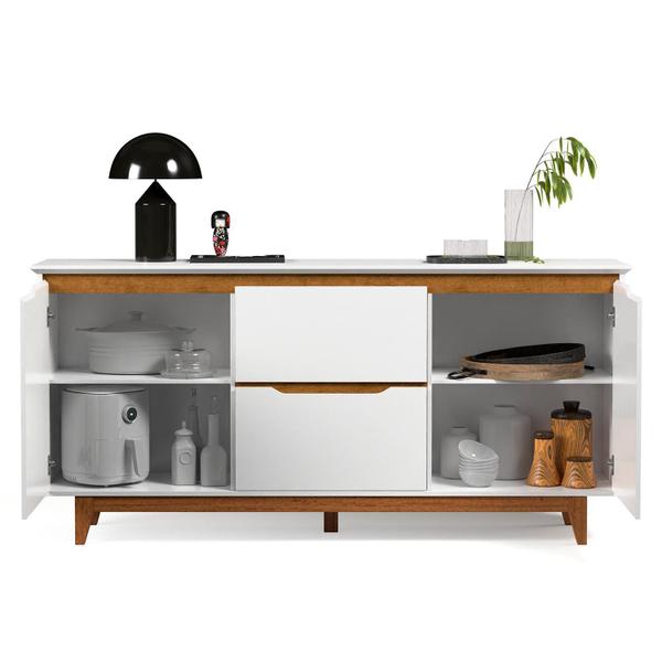 Aparador Buffet 2 Portas 2 Gavetas Branco Freijó Flex Flow EJ Móveis - E.J Imagem de Aparador Buffet 2 Portas 2 Gavetas Branco Freijó Flex Flow EJ Móveis