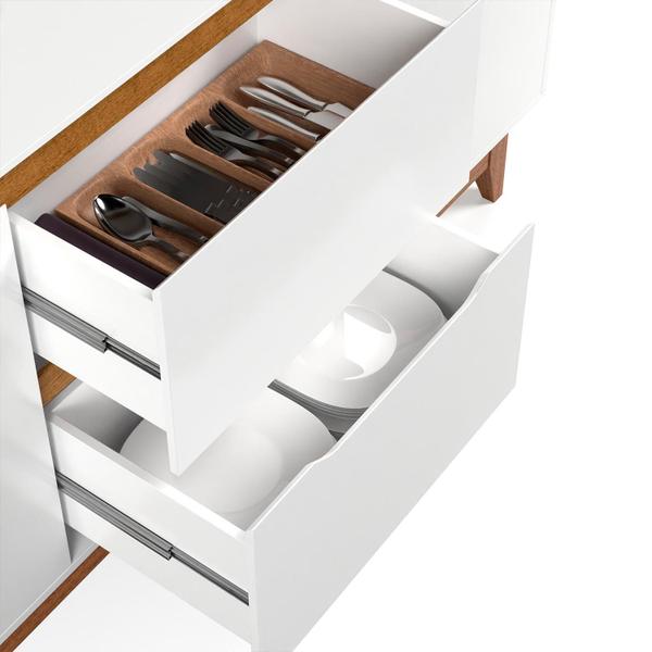 Aparador Buffet 2 Portas 2 Gavetas Branco Freijó Flex Flow EJ Móveis - E.J Imagem de Aparador Buffet 2 Portas 2 Gavetas Branco Freijó Flex Flow EJ Móveis