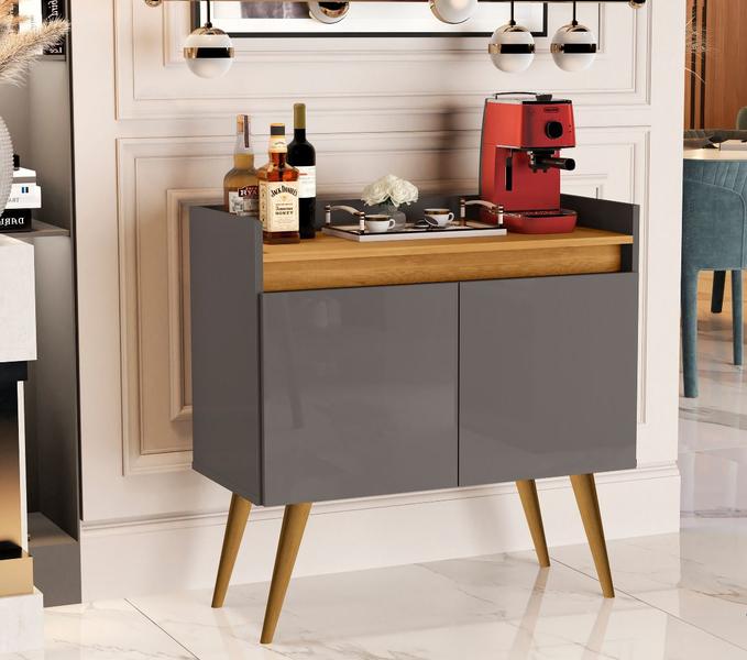 Imagem de Aparador Buffet 2 Portas Luxo Onix / Madeirado - comprar moveis de casa